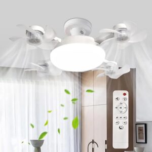 E27 Ceiling Fan Light with Remote, 3 Speeds & 3 Color LED